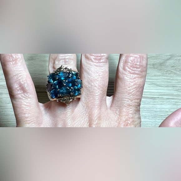 Gems En Vogue 9.60ctw London Blue Topaz Three-Row Wide Band Ring, Size 5 - Picture 8 of 11